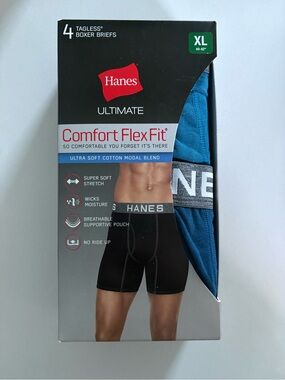 Hanes Comfort FlexFit Tagless Boxer Briefs - Blue 4-PACK!
